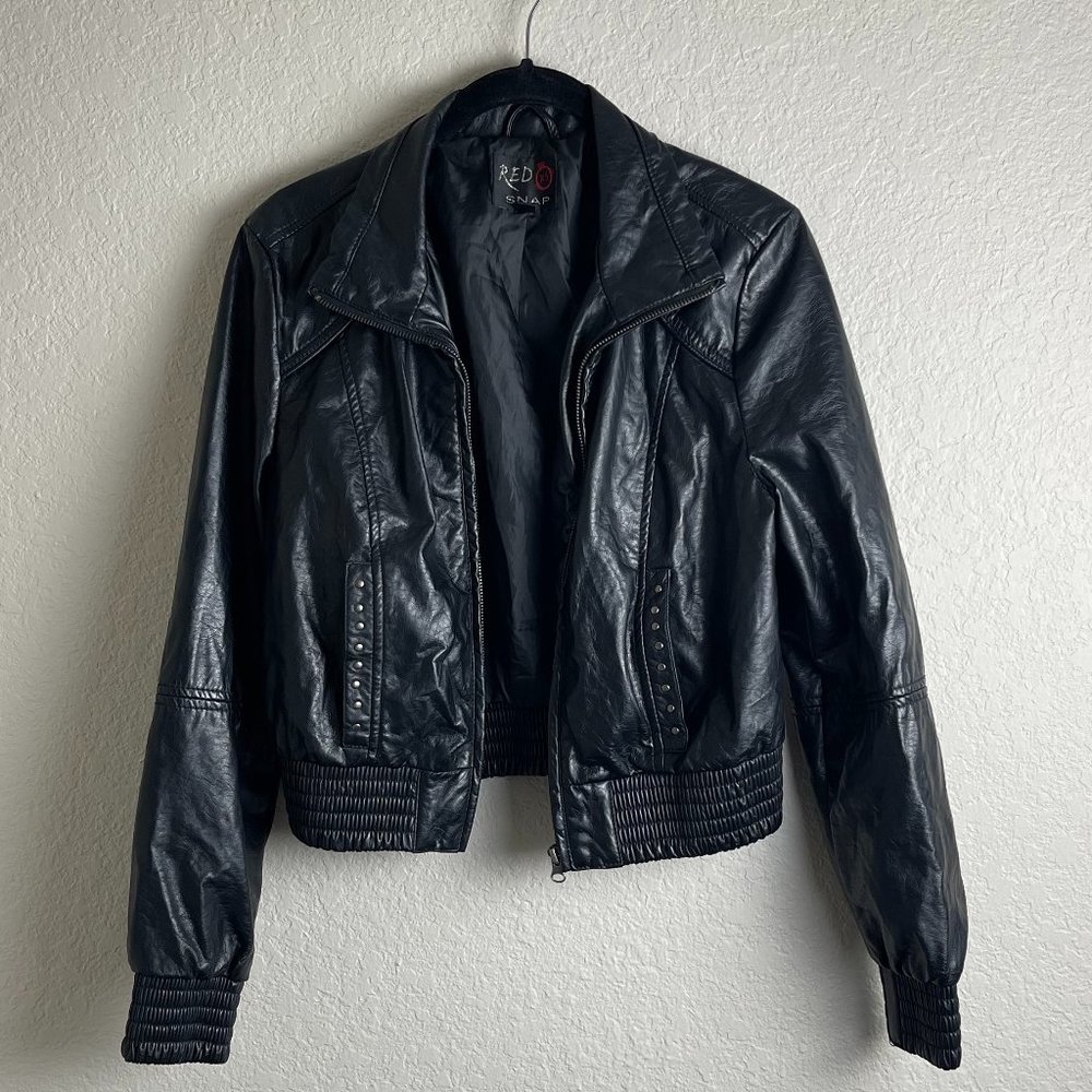 Red Snap Women's Black Faux Leather